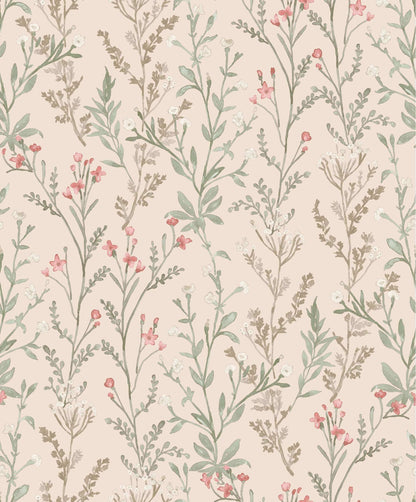 Chesapeake Kitchen & Bath Laverne Wildflowers Wallpaper Sample - Blush