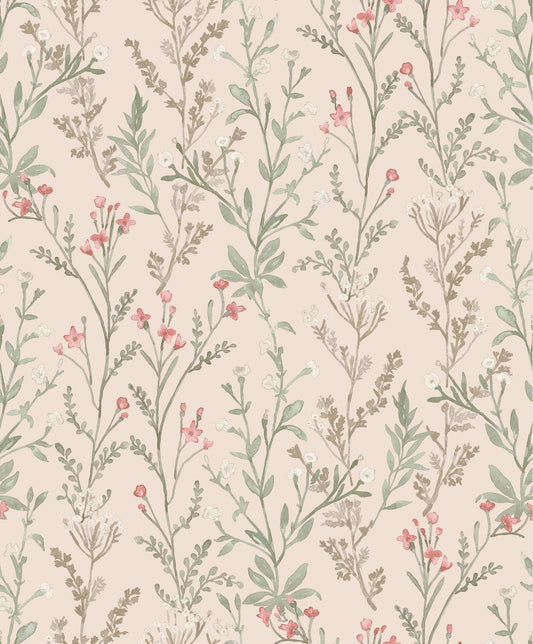 Chesapeake Kitchen & Bath Laverne Wildflowers Wallpaper - Blush