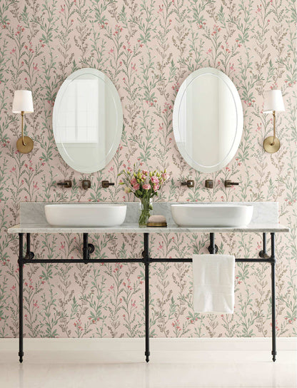 Chesapeake Kitchen & Bath Laverne Wildflowers Wallpaper Sample - Blush
