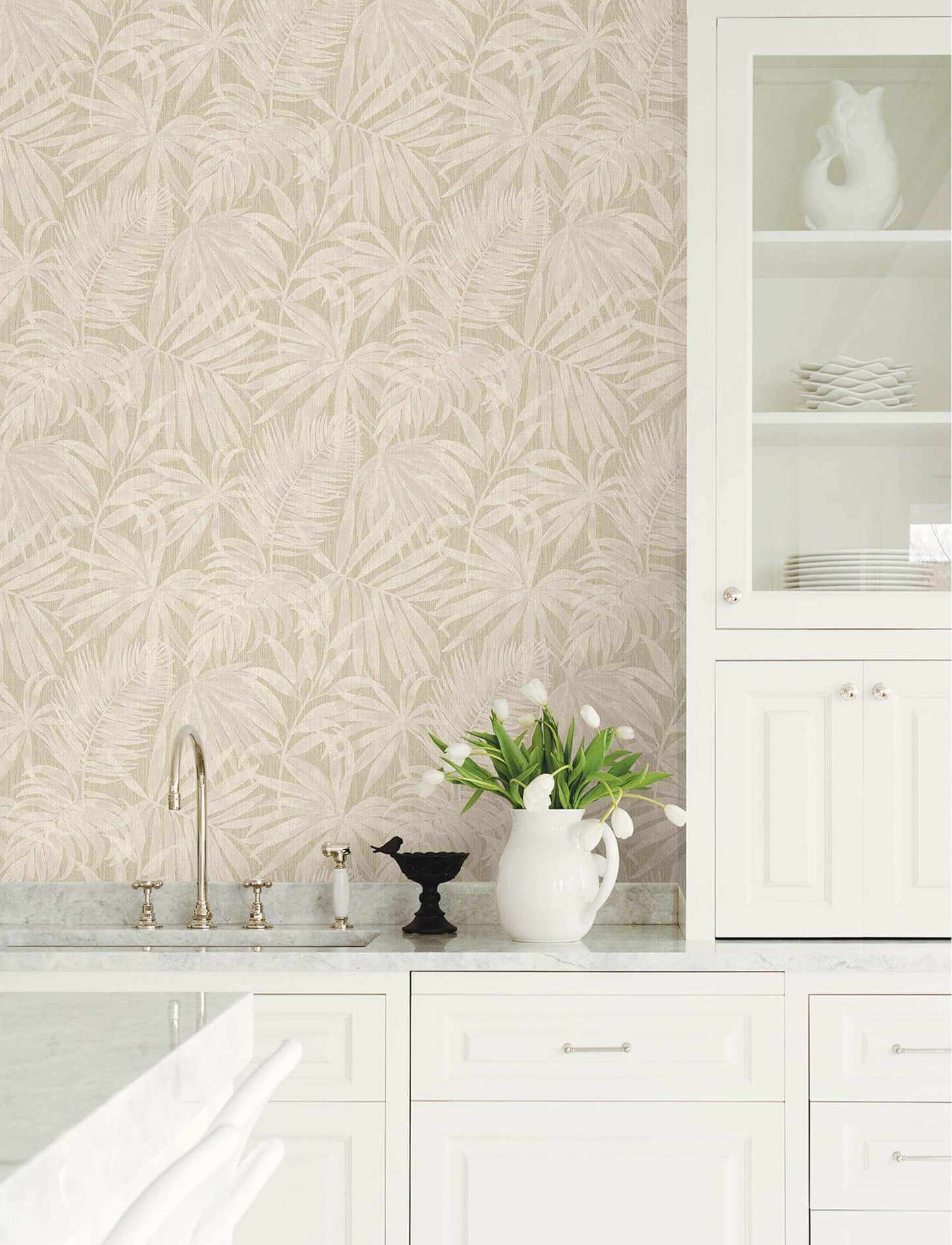Chesapeake Kitchen & Bath Sonny Fronds Wallpaper Sample - Beige