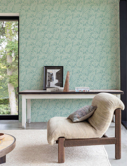 Chesapeake Kitchen & Bath Sonny Fronds Wallpaper Sample - Light Blue