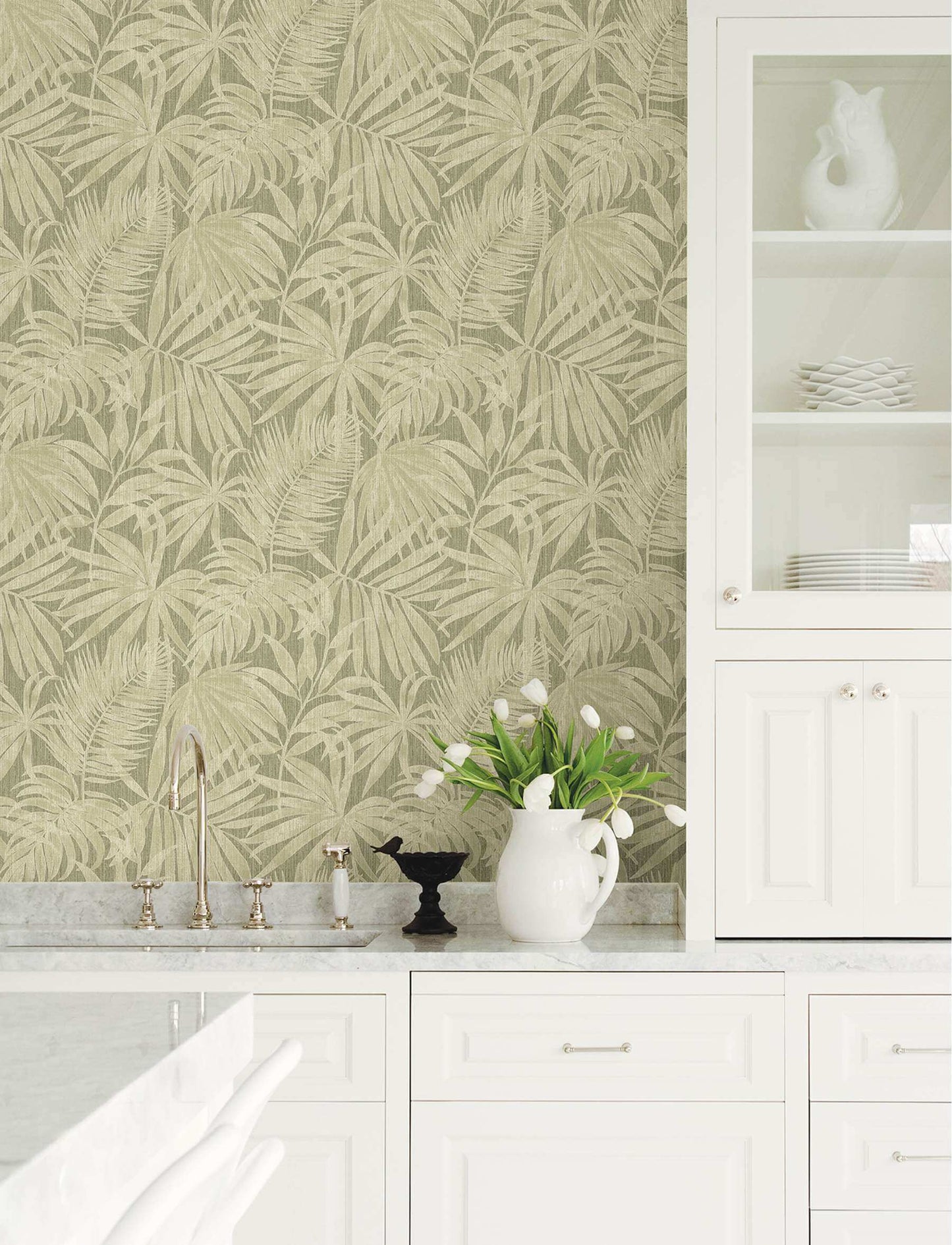 Chesapeake Kitchen & Bath Sonny Fronds Wallpaper Sample - Green