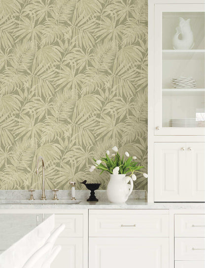 Chesapeake Kitchen & Bath Sonny Fronds Wallpaper Sample - Green