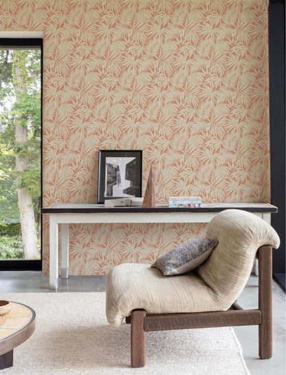 Chesapeake Kitchen & Bath Sonny Fronds Wallpaper Sample - Rust