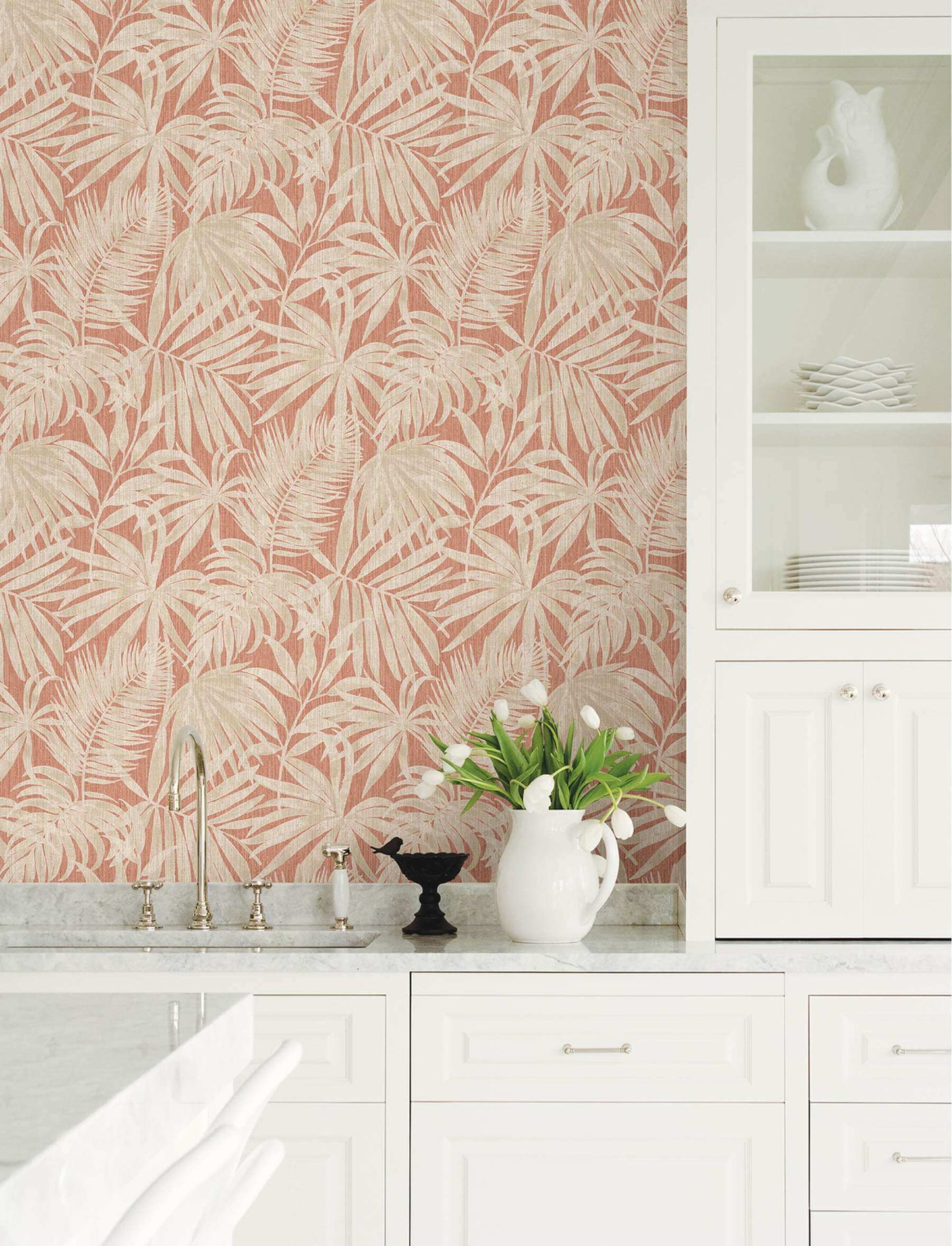 Chesapeake Kitchen & Bath Sonny Fronds Wallpaper Sample - Rust
