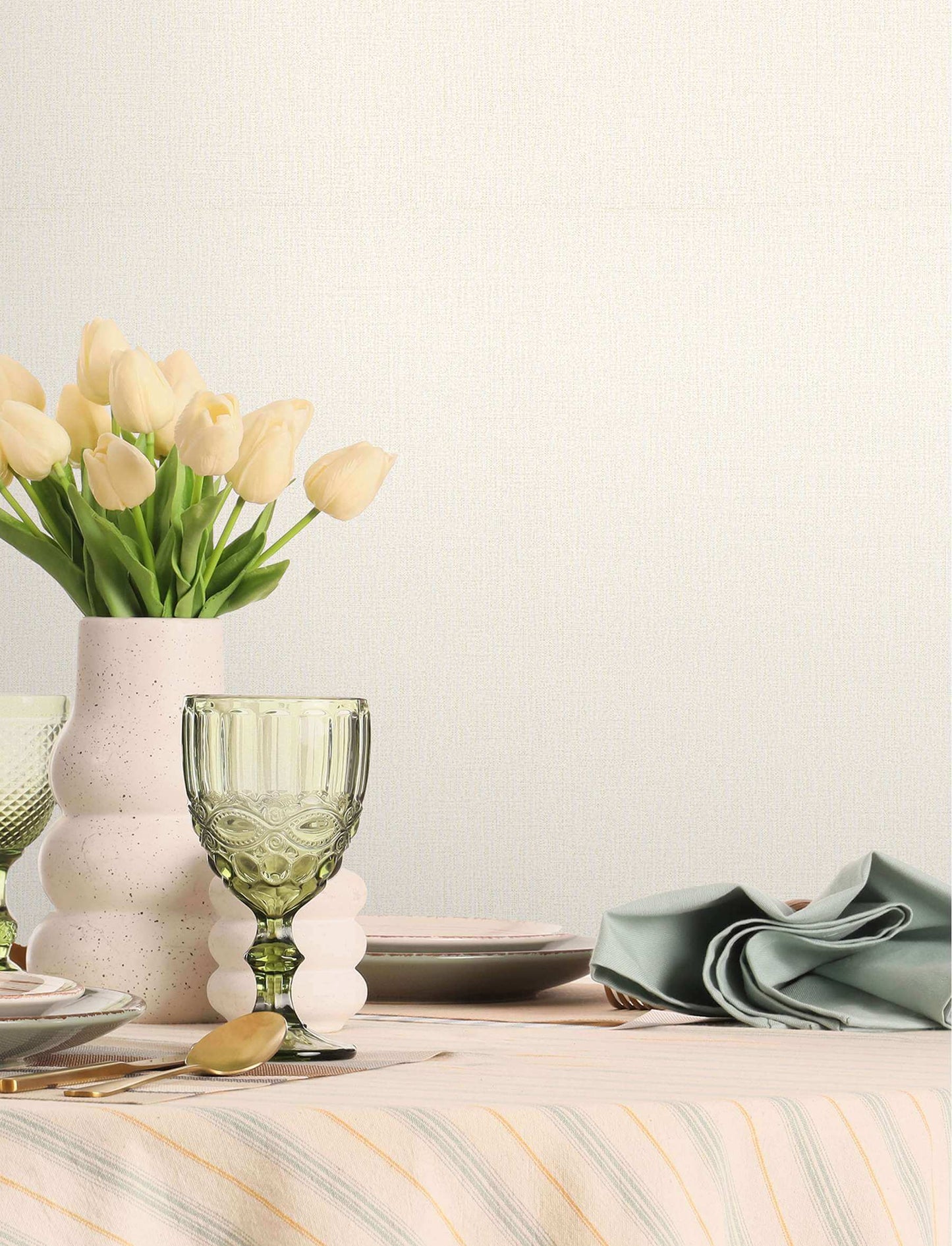 Chesapeake Kitchen & Bath Sonia Faux Linen Wallpaper Sample - Bone