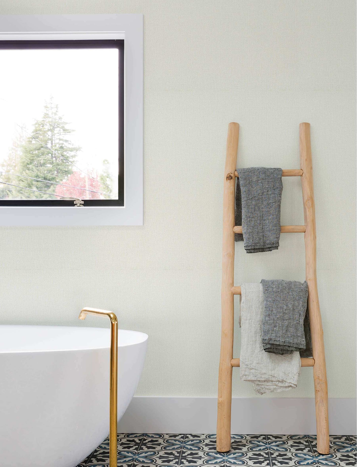 Chesapeake Kitchen & Bath Sonia Faux Linen Wallpaper Sample - Bone