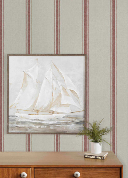 Chesapeake Plaid & Stripe Linette Wallpaper - Red