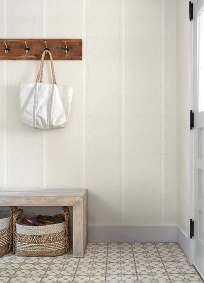 Chesapeake Plaid & Stripe Linette Wallpaper Sample - Cream