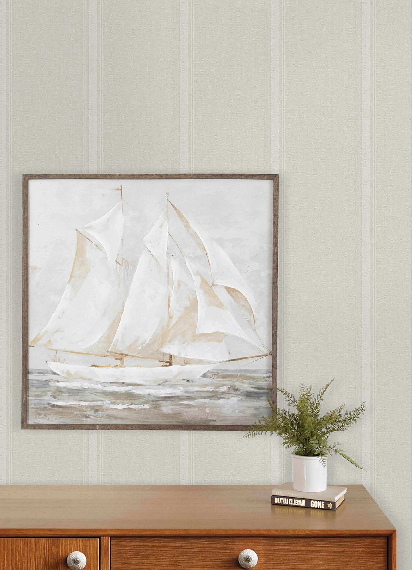Chesapeake Plaid & Stripe Linette Wallpaper Sample - Cream