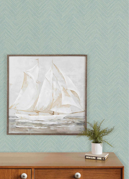 Chesapeake Plaid & Stripe Caladesi Chevron Wallpaper Sample - Aqua