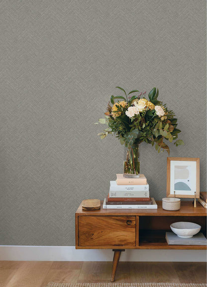 Chesapeake Plaid & Stripe Caladesi Chevron Wallpaper Sample - Dark Gray