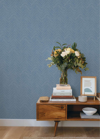 Chesapeake Plaid & Stripe Caladesi Chevron Wallpaper Sample - Blue