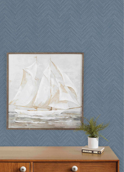 Chesapeake Plaid & Stripe Caladesi Chevron Wallpaper Sample - Blue