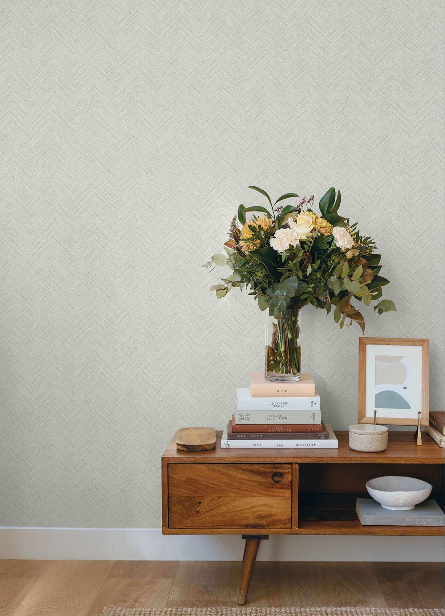 Chesapeake Plaid & Stripe Caladesi Chevron Wallpaper Sample - Light Gray
