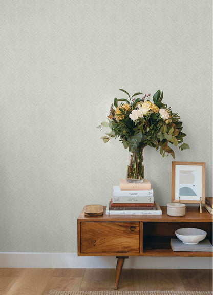 Chesapeake Plaid & Stripe Caladesi Chevron Wallpaper Sample - Light Gray
