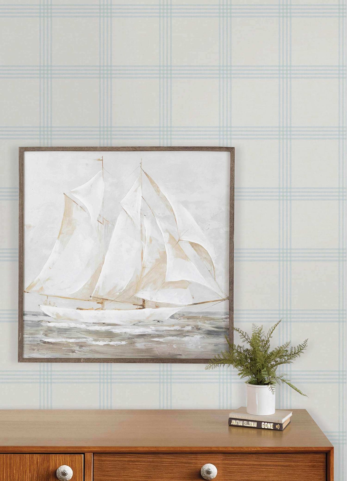 Chesapeake Plaid & Stripe Twain Wallpaper - Light Blue