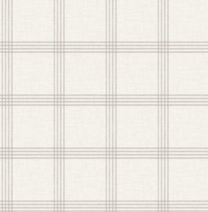 Chesapeake Plaid & Stripe Twain Wallpaper Sample - Dove