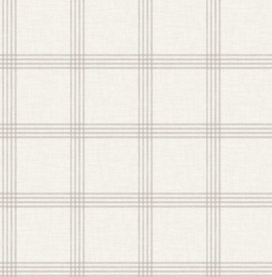 Chesapeake Plaid & Stripe Twain Wallpaper - Dove