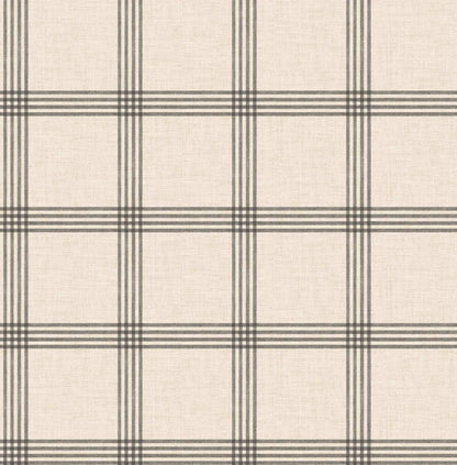 Chesapeake Plaid & Stripe Twain Wallpaper Sample - Black