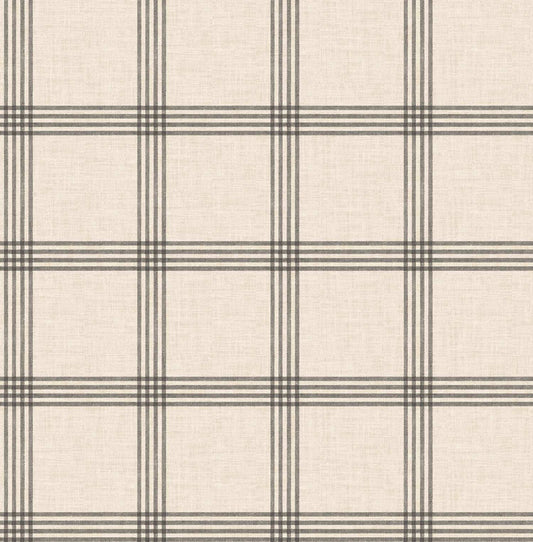 Chesapeake Plaid & Stripe Twain Wallpaper - Black