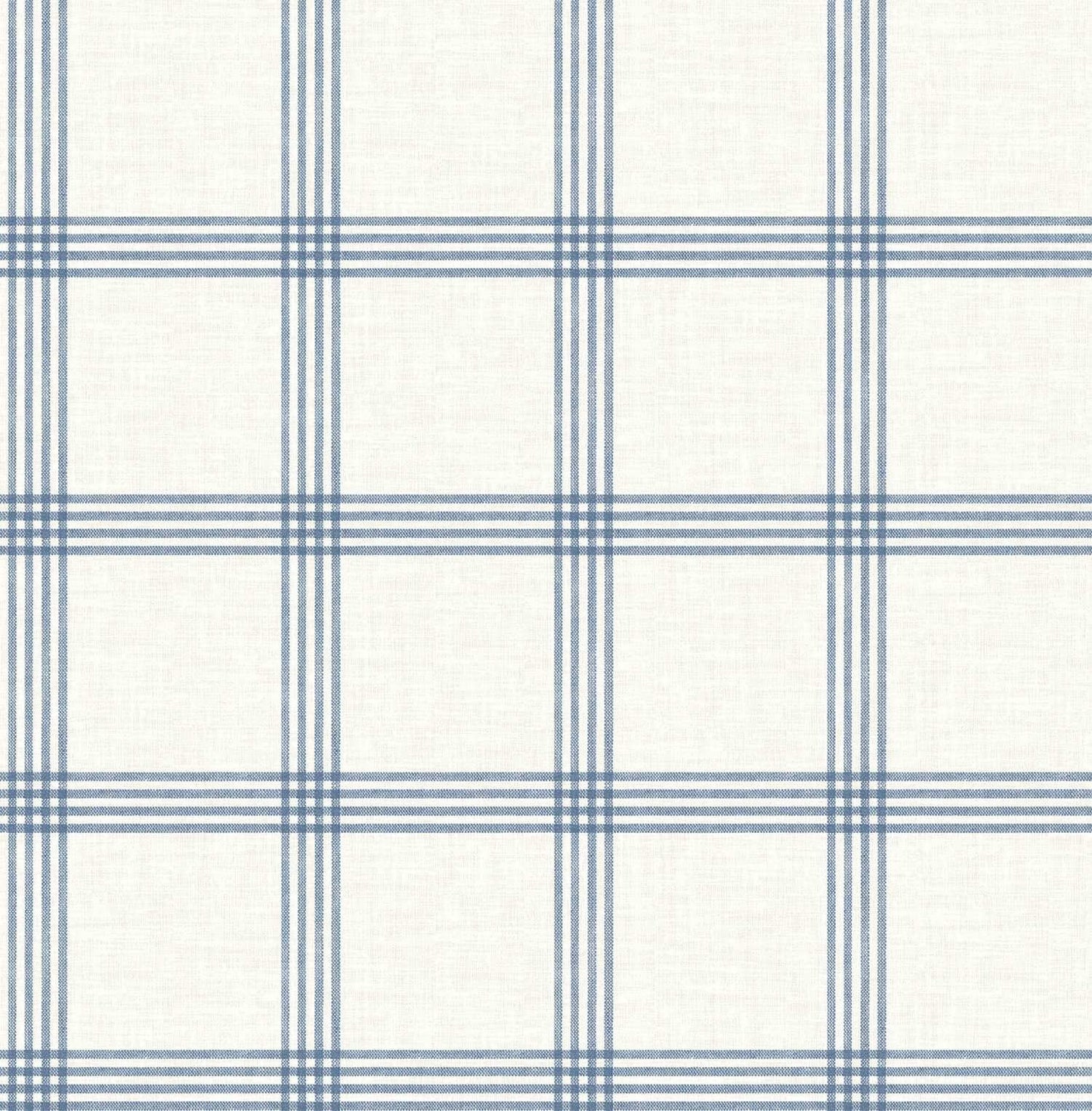 Chesapeake Plaid & Stripe Twain Wallpaper - Denim