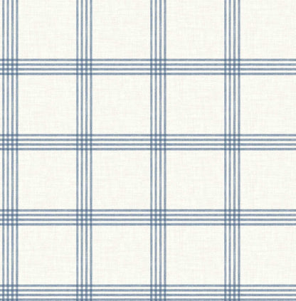 Chesapeake Plaid & Stripe Twain Wallpaper - Denim