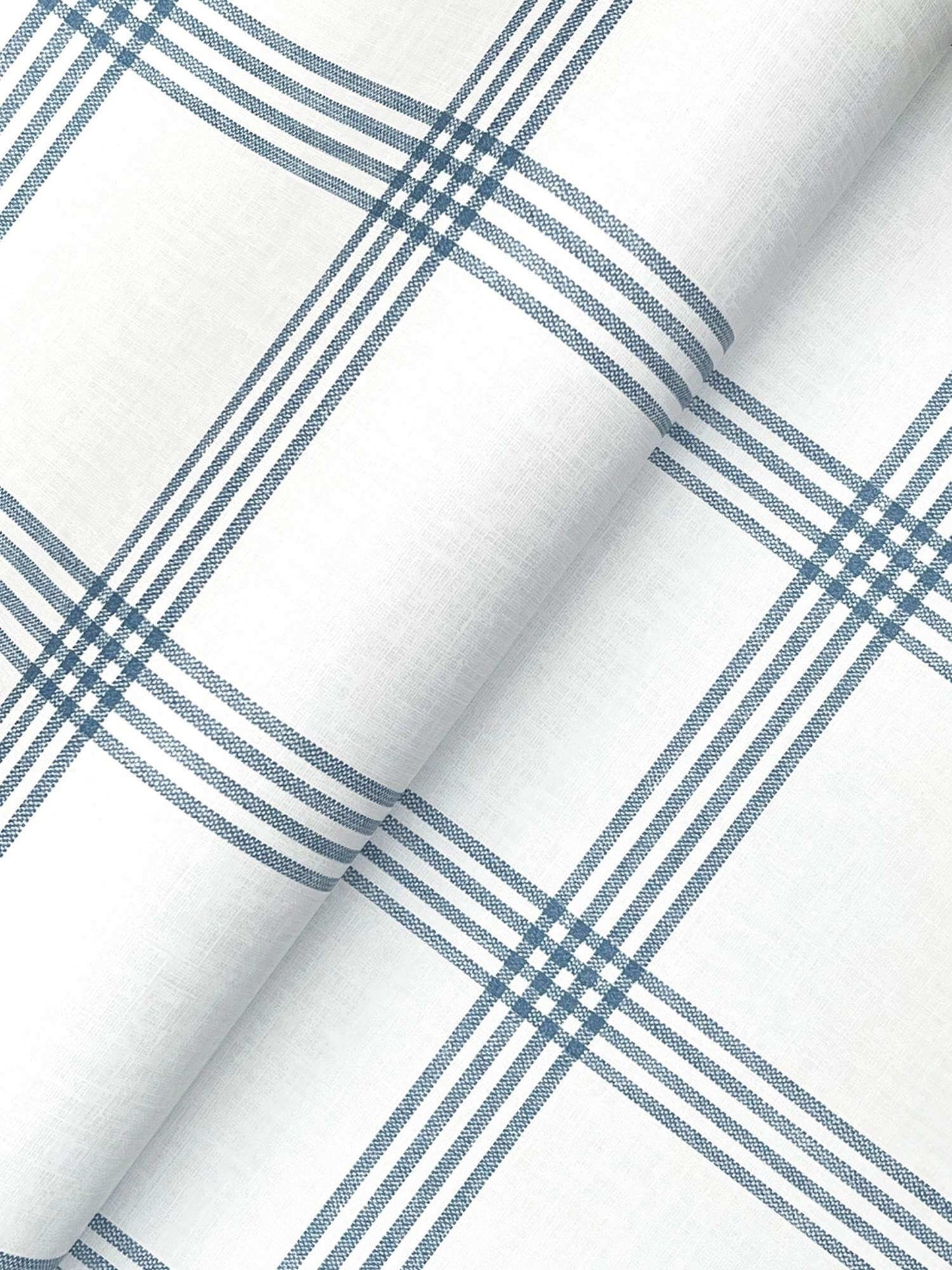 Chesapeake Plaid & Stripe Twain Wallpaper - Denim