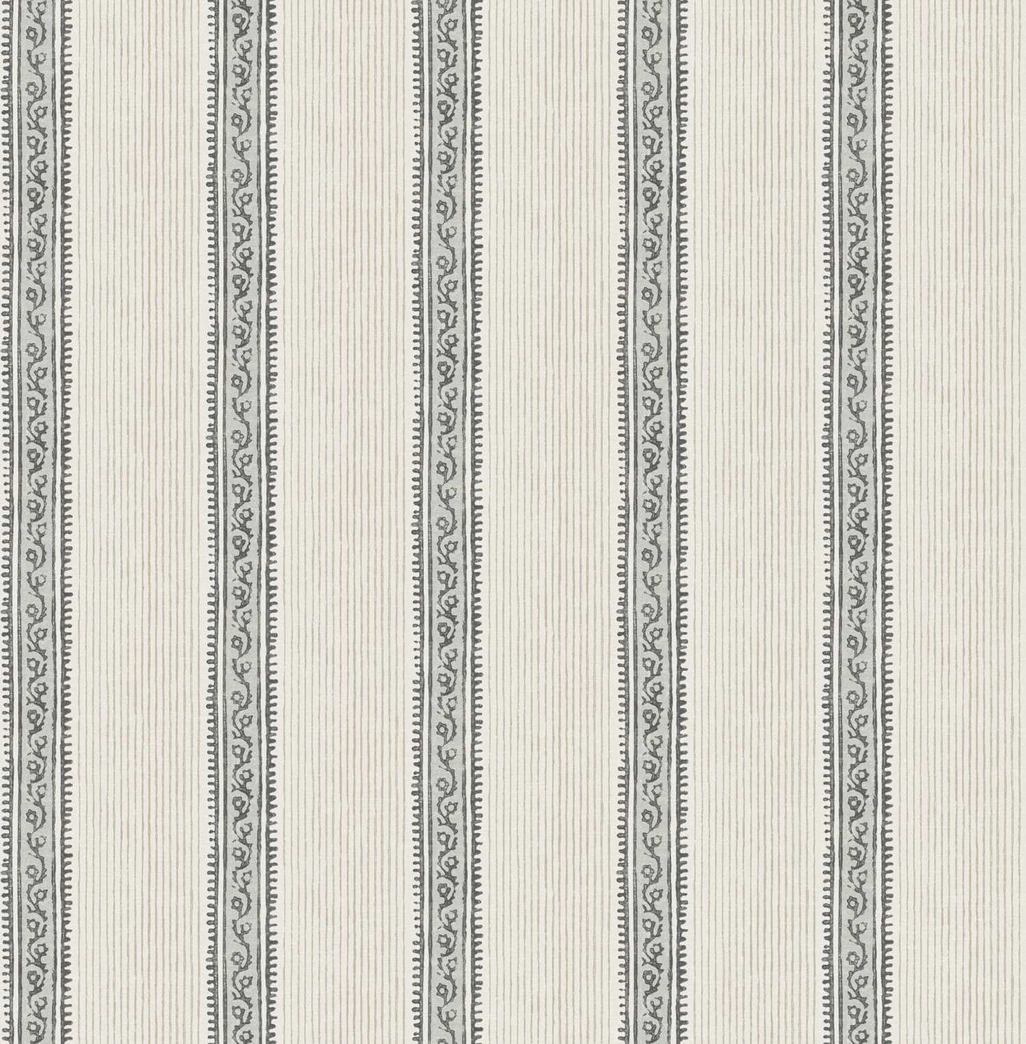 Chesapeake Plaid & Stripe Mandevilla Wallpaper - Black