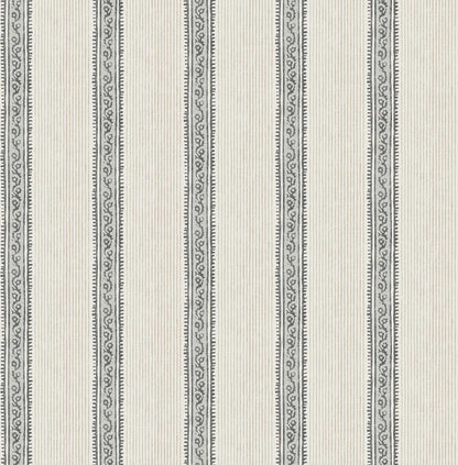 Chesapeake Plaid & Stripe Mandevilla Wallpaper - Black