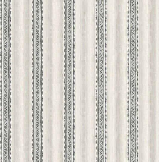 Chesapeake Plaid & Stripe Mandevilla Wallpaper - Black