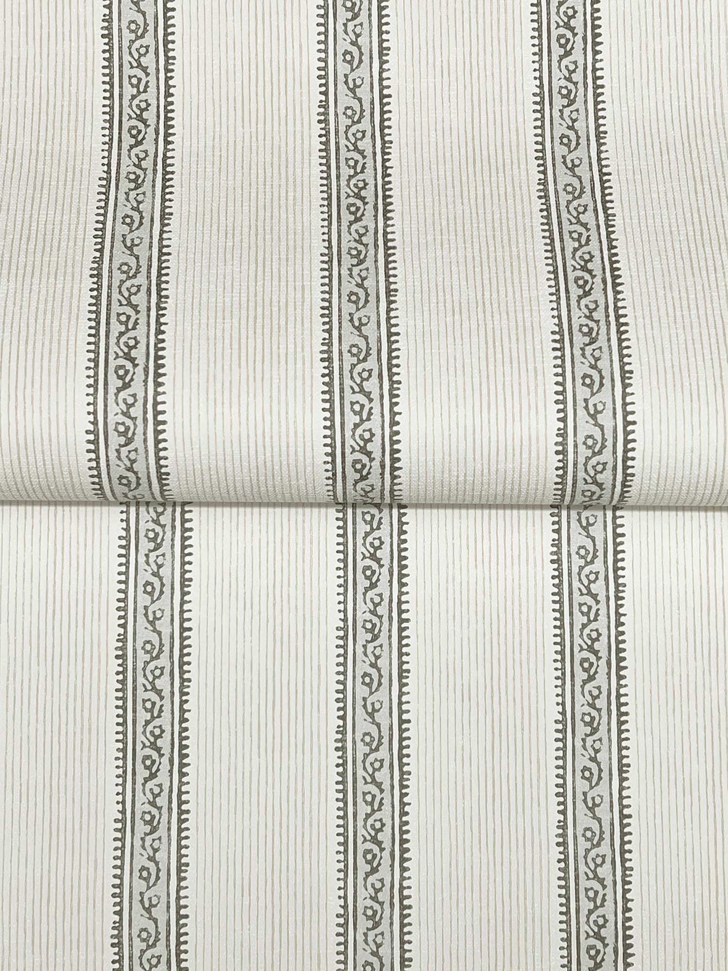Chesapeake Plaid & Stripe Mandevilla Wallpaper - Black