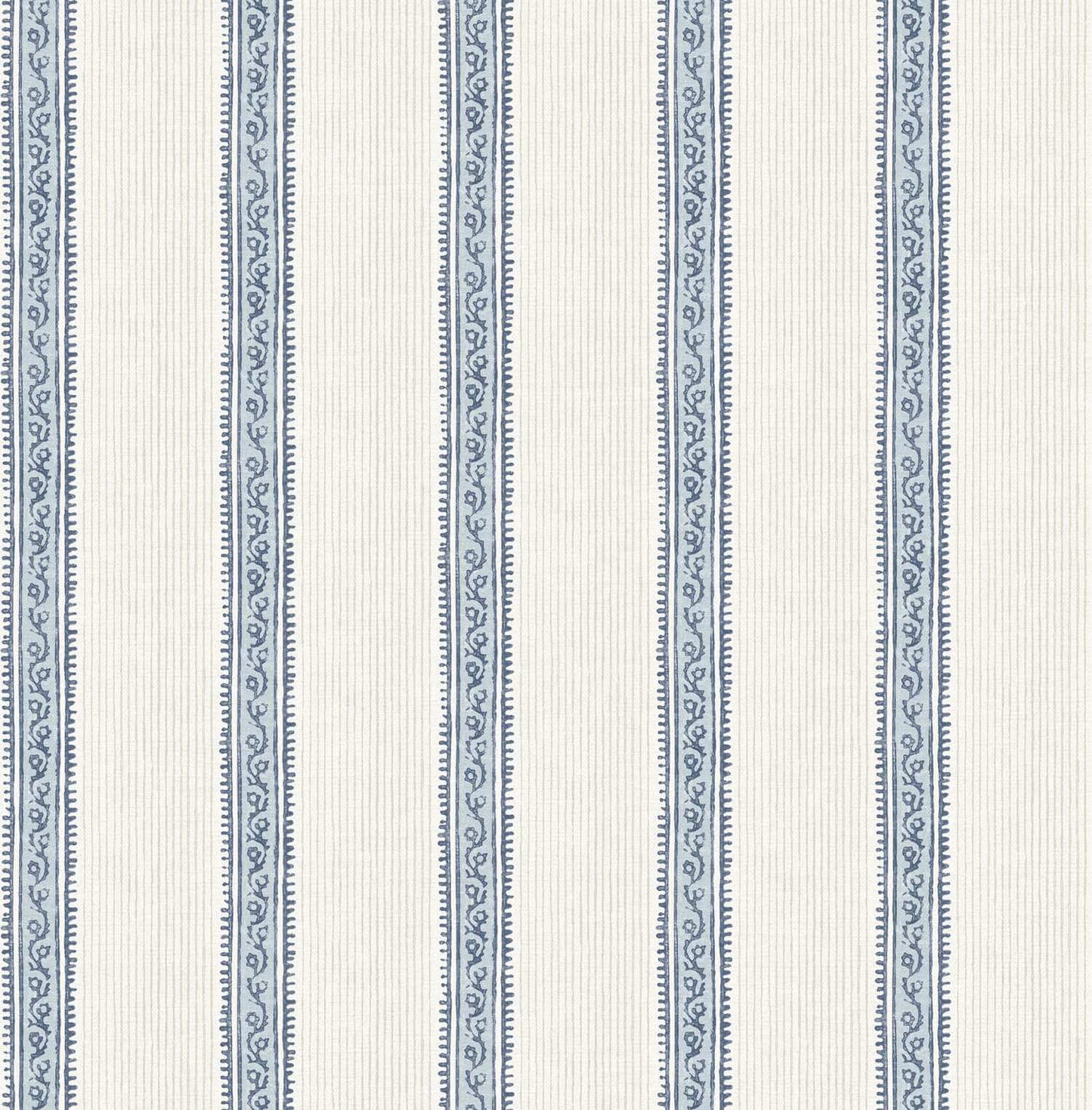 Chesapeake Plaid & Stripe Mandevilla Wallpaper - Blue