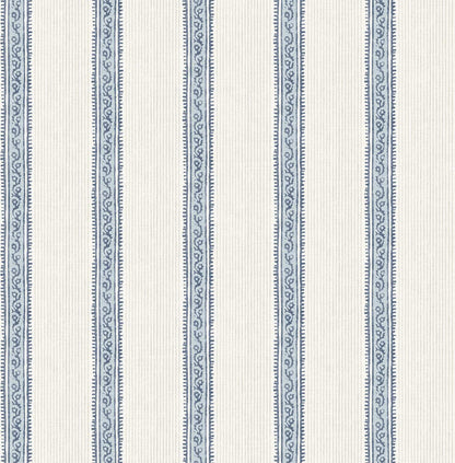Chesapeake Plaid & Stripe Mandevilla Wallpaper - Blue