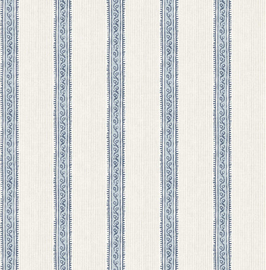 Chesapeake Plaid & Stripe Mandevilla Wallpaper - Blue