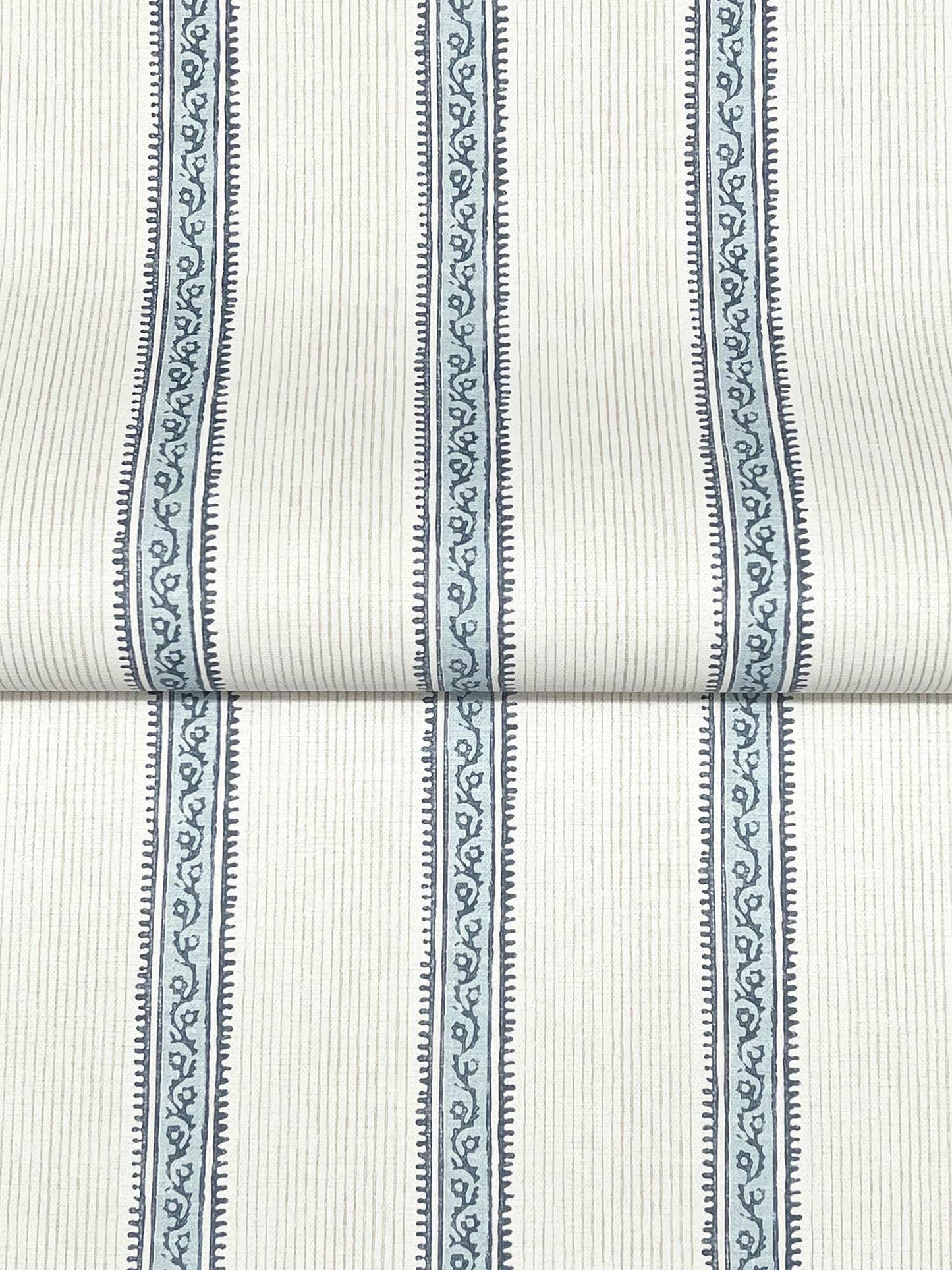 Chesapeake Plaid & Stripe Mandevilla Wallpaper - Blue