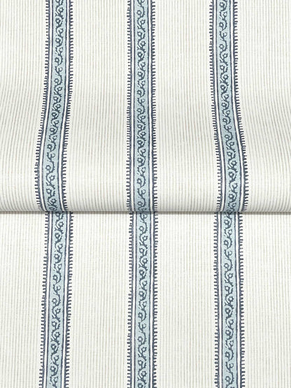 Chesapeake Plaid & Stripe Mandevilla Wallpaper - Blue