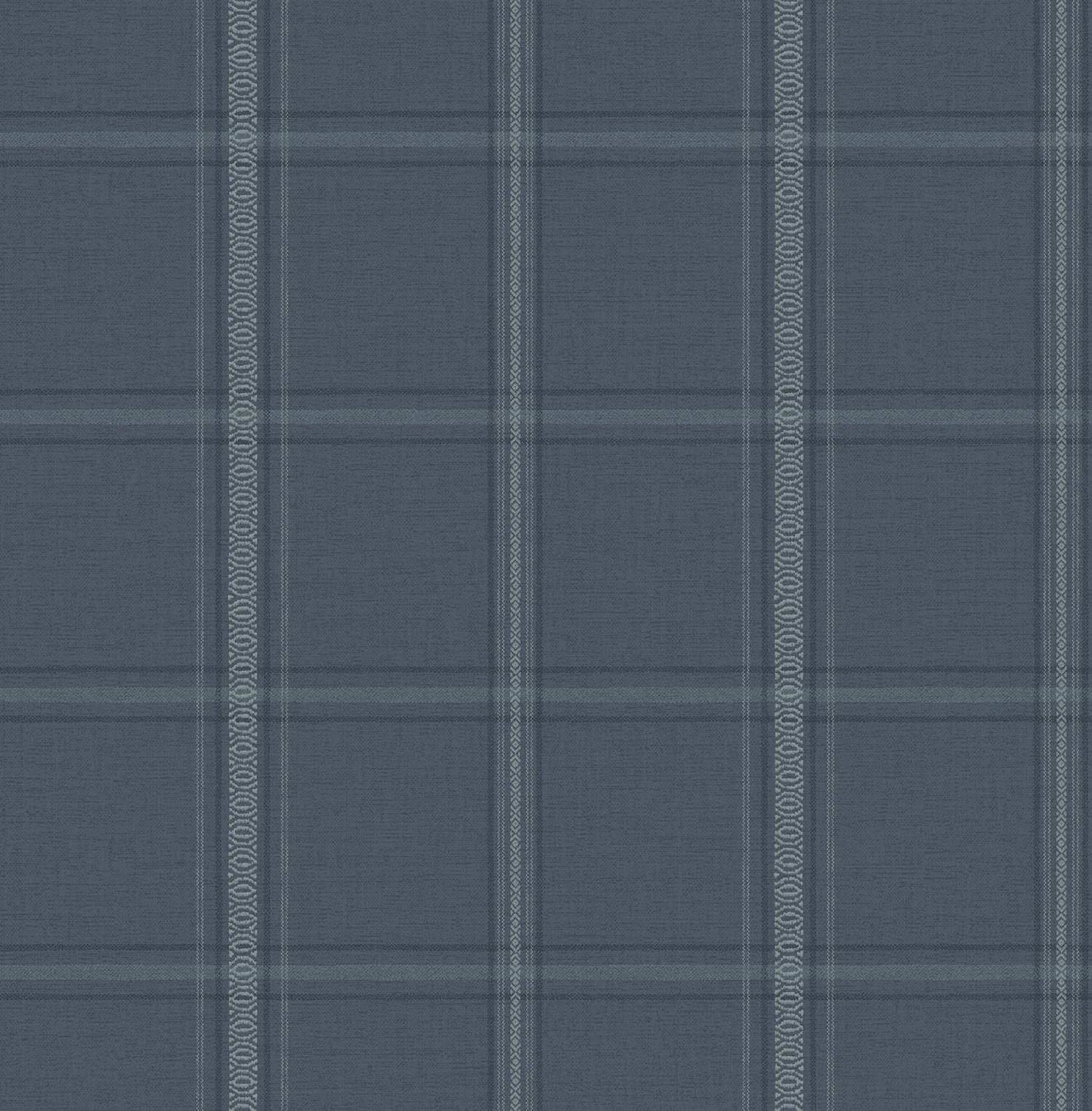 Chesapeake Plaid & Stripe Auberge Wallpaper Sample - Dark Blue
