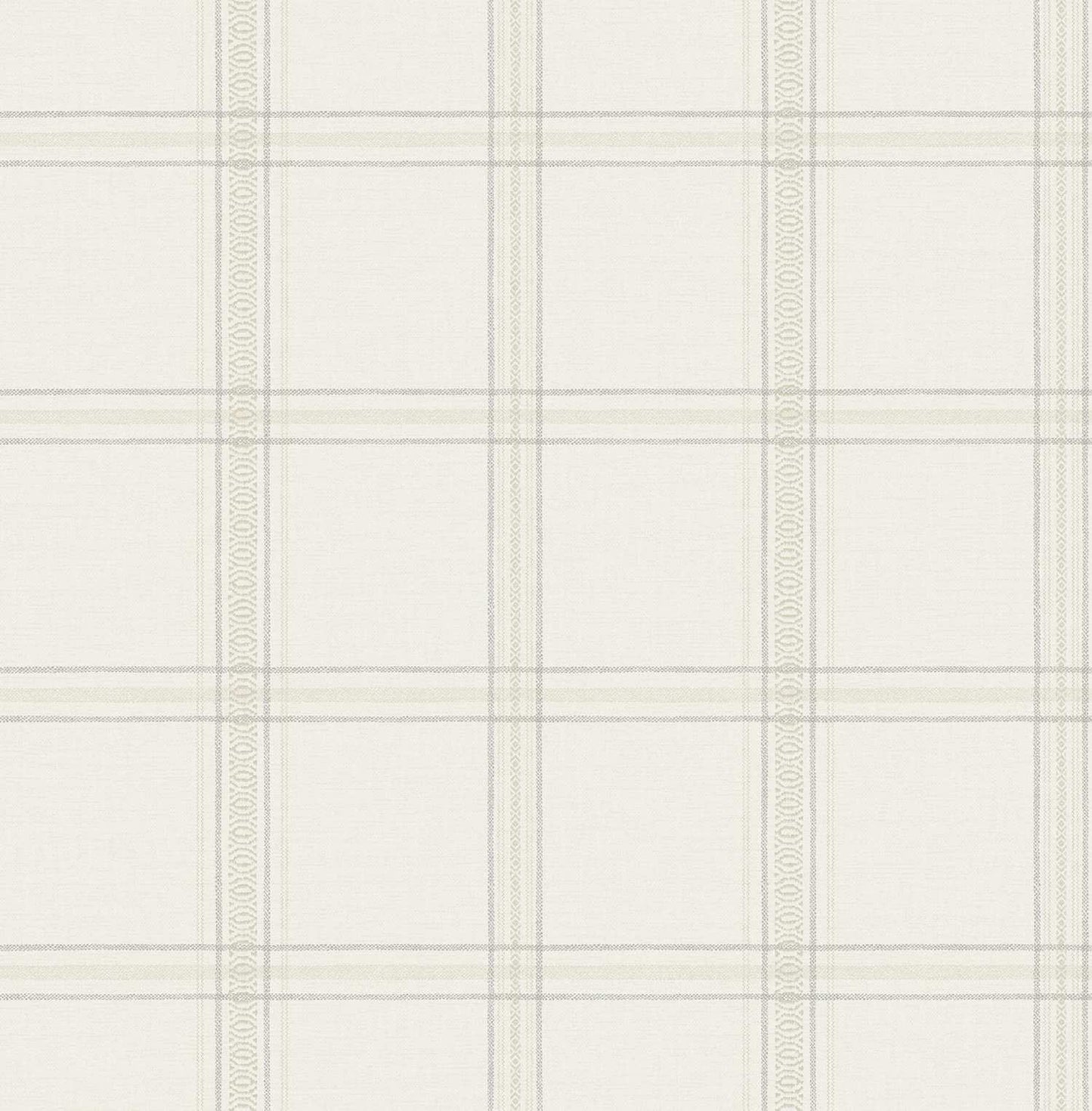 Chesapeake Plaid & Stripe Auberge Wallpaper - White
