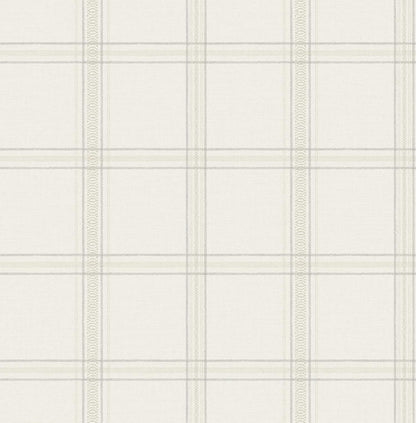 Chesapeake Plaid & Stripe Auberge Wallpaper - White