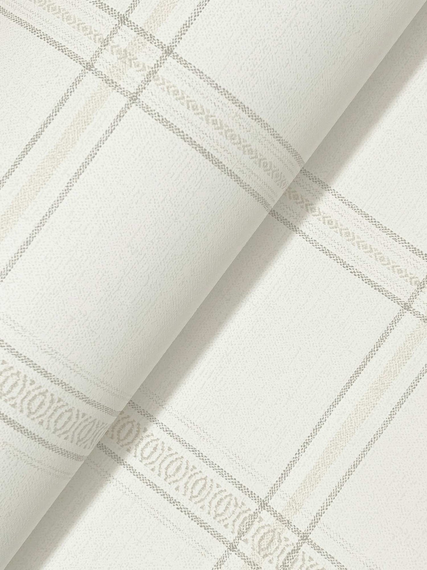 Chesapeake Plaid & Stripe Auberge Wallpaper - White