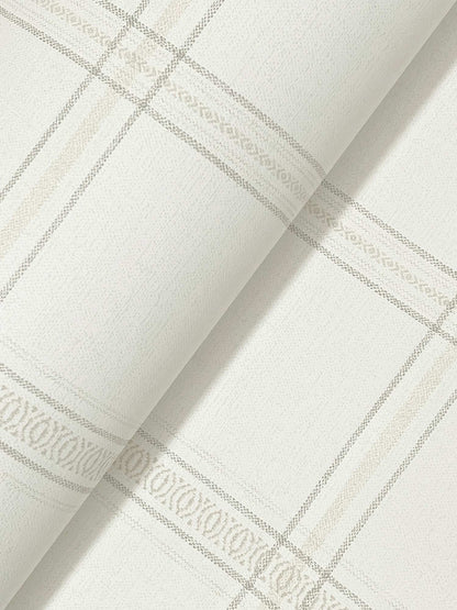 Chesapeake Plaid & Stripe Auberge Wallpaper - White