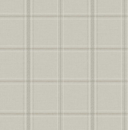 Chesapeake Plaid & Stripe Auberge Wallpaper Sample - Taupe