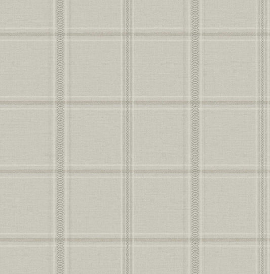Chesapeake Plaid & Stripe Auberge Wallpaper - Taupe