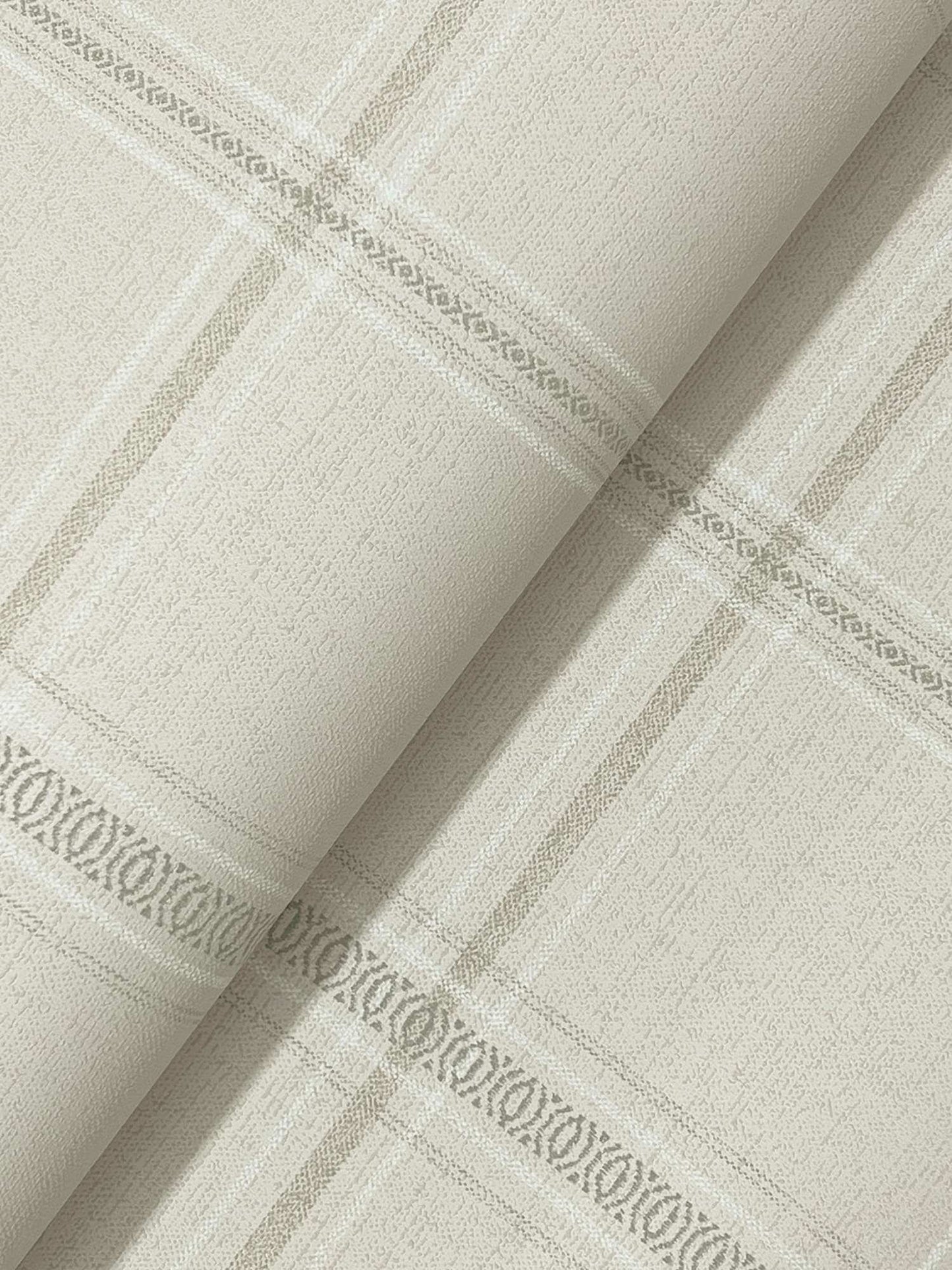 Chesapeake Plaid & Stripe Auberge Wallpaper Sample - Taupe
