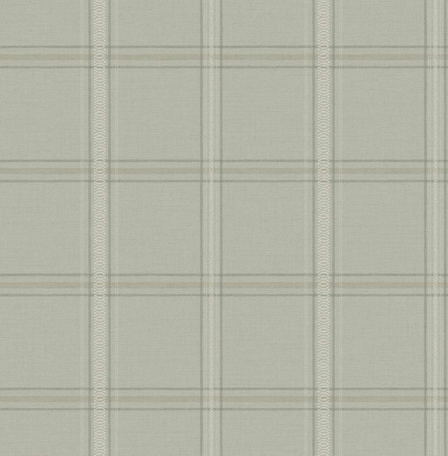 Chesapeake Plaid & Stripe Auberge Wallpaper Sample - Sage