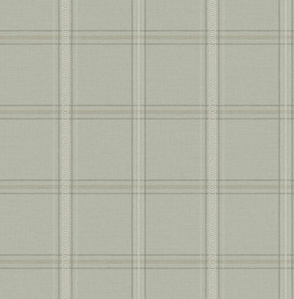Chesapeake Plaid & Stripe Auberge Wallpaper Sample - Sage