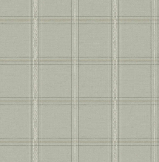 Chesapeake Plaid & Stripe Auberge Wallpaper - Sage