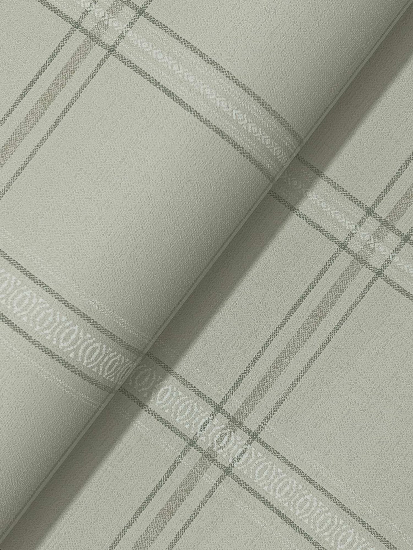 Chesapeake Plaid & Stripe Auberge Wallpaper Sample - Sage