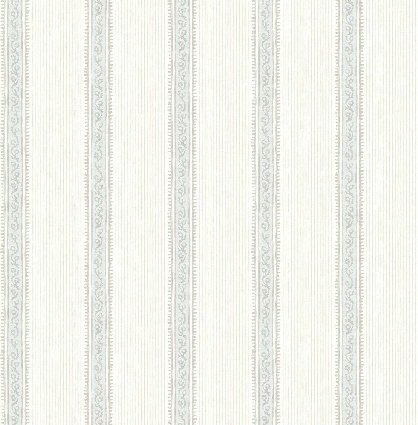 Chesapeake Plaid & Stripe Mandevilla Wallpaper - Light Blue